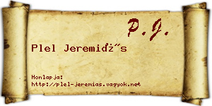 Plel Jeremiás névjegykártya